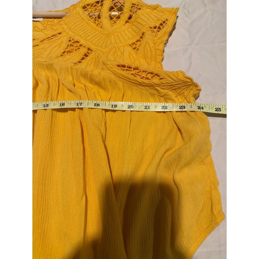 Rip Curl Mustard Yellow Crochet Lace Boho Flowy Top GSHCU7 Large - Picture 3 of 4